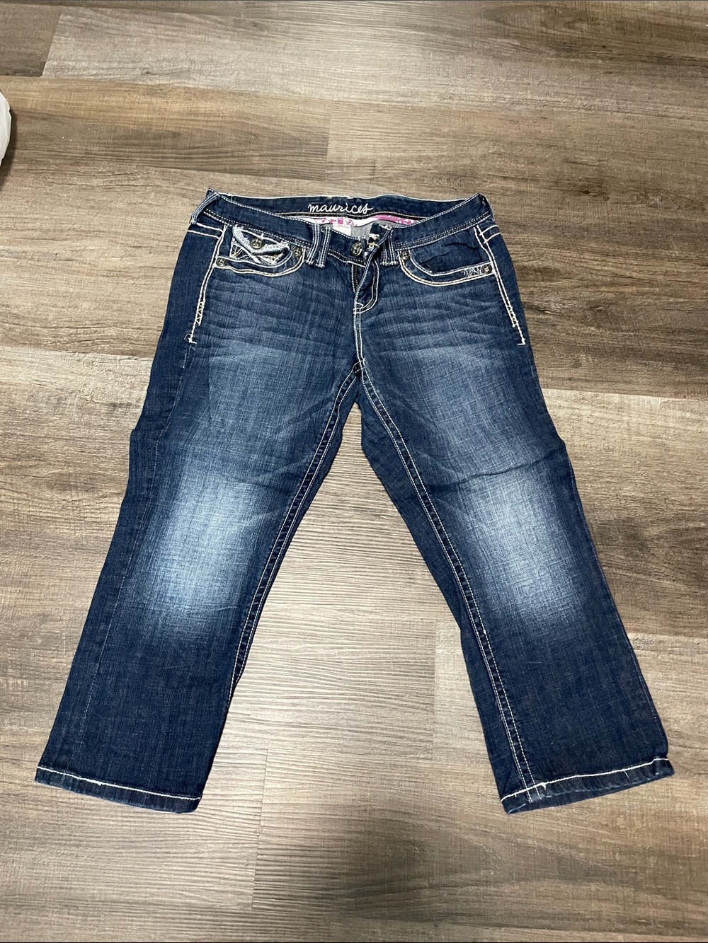 Maurices Faded Dark Blue Cropped Jeans